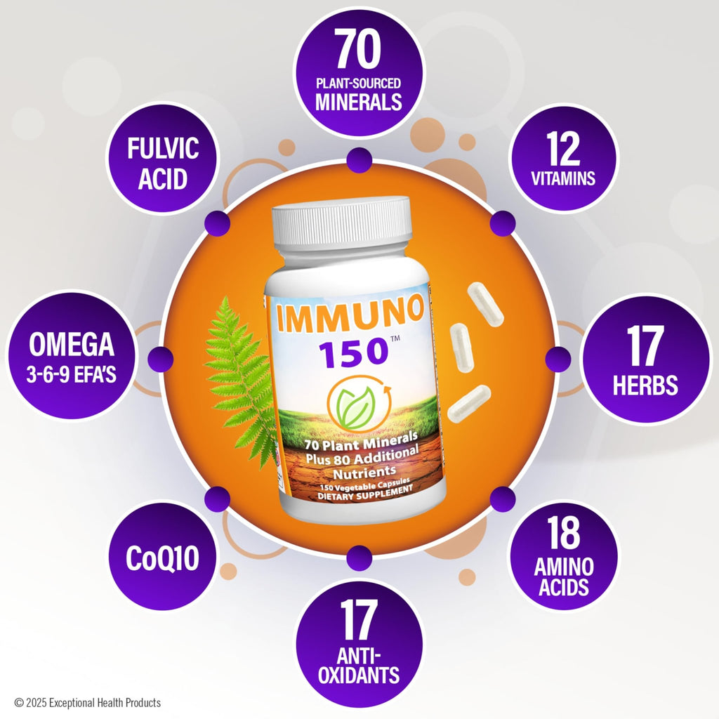 Immuno 150, Immune Support Supplement, Packed with 70 Plant Minerals, 13 Essential Vitamins and 68 Additional Nutrients-150 Vegetable Capsules - TrustMedUSA