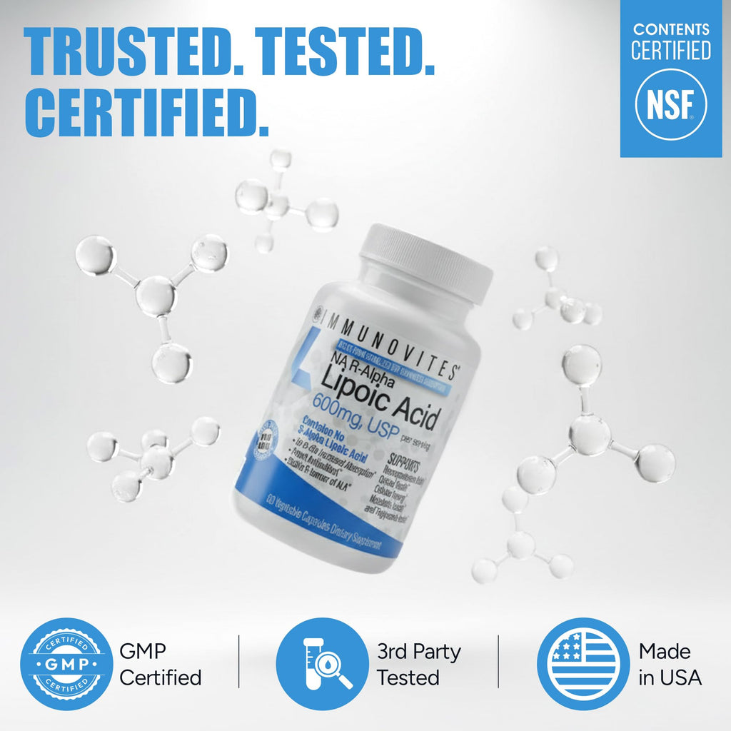 IMMUNOVITES Stabilized R-Alpha Lipoic Acid ((True)) 600mg per Serving [[High Potency & up to 40x Increased Absorption]] - Maple Wellness Supplements