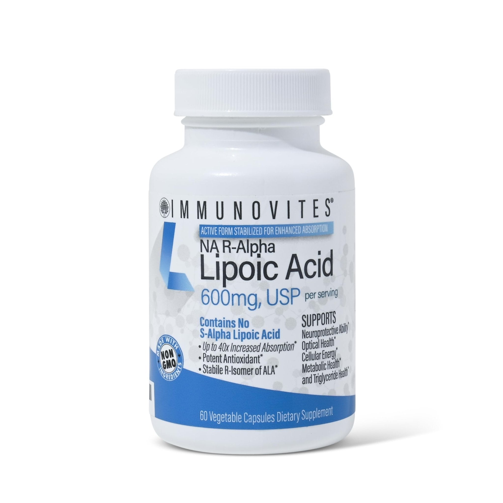 IMMUNOVITES Stabilized R-Alpha Lipoic Acid ((True)) 600mg per Serving [[High Potency & up to 40x Increased Absorption]] - Maple Wellness Supplements