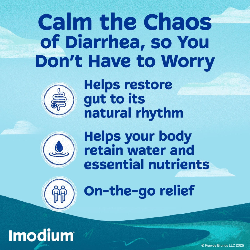 Imodium A-D Diarrhea Relief Caplets with Loperamide HCl, Anti-Diarrheal Medicine to Help Control Symptoms of Diarrhea Due to Acute, Traveler's Diarrhea, HSA/FSA Eligible, 24 ct - Maple Wellness Supplements