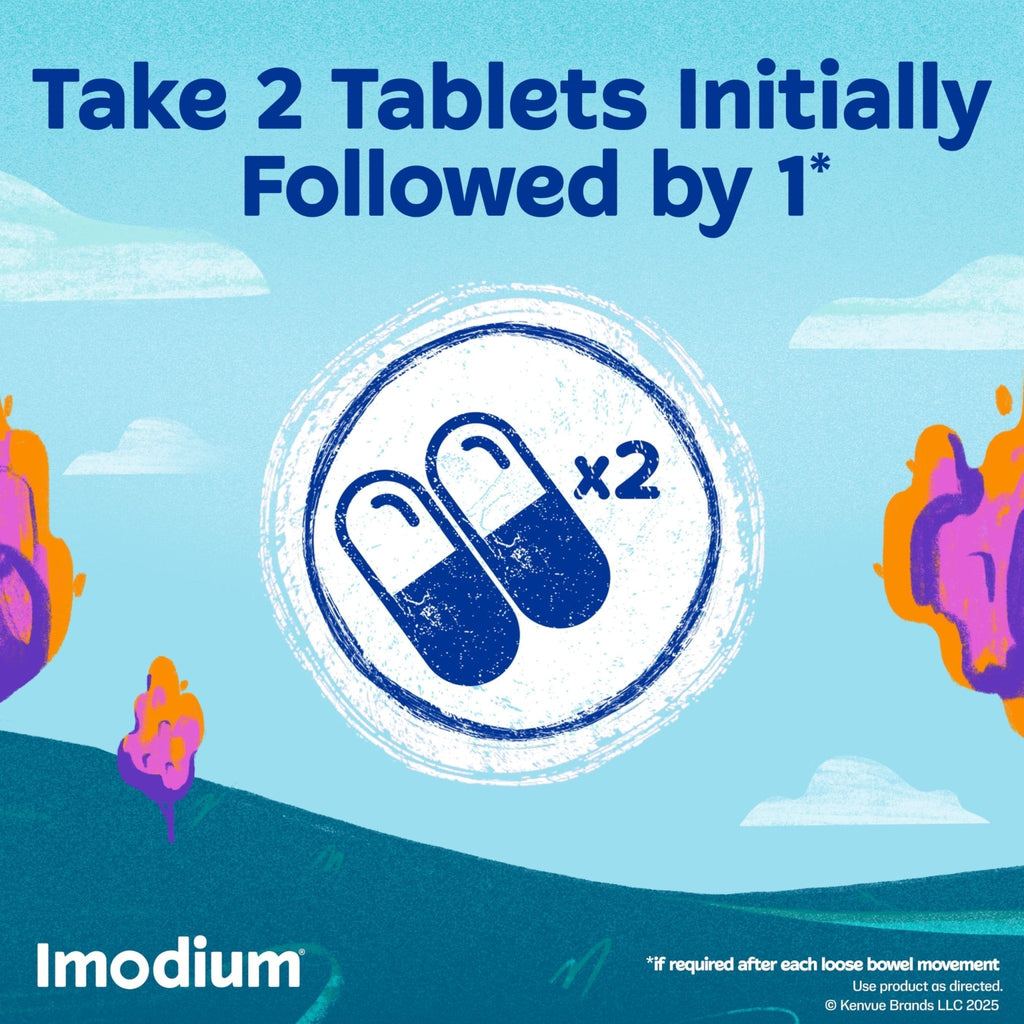 Imodium A-D Diarrhea Relief Caplets with Loperamide HCl, Anti-Diarrheal Medicine to Help Control Symptoms of Diarrhea Due to Acute, Traveler's Diarrhea, HSA/FSA Eligible, 24 ct - Maple Wellness Supplements
