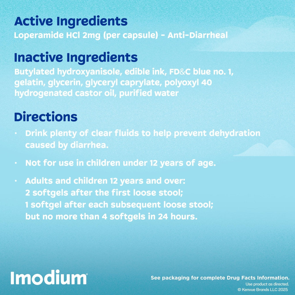 Imodium A-D Fast-Acting Anti-Diarrheal Softgels, Loperamide HCl 2 mg, Travel Essential Diarrhea Relief Medicine for Adults, 24 Count, Anti Diarrhea Pills,Easy to Swallow, for Ages 12+ - Maple Wellness Supplements