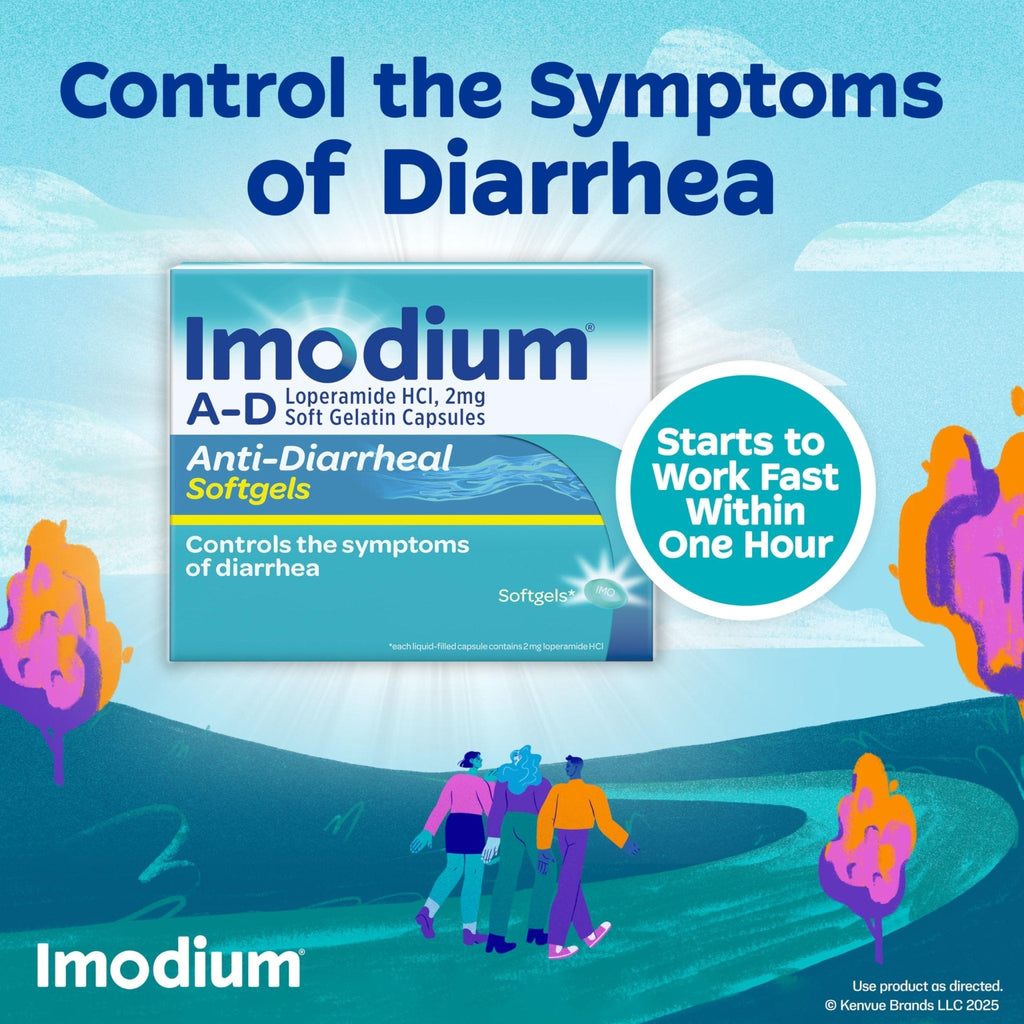 Imodium A-D Fast-Acting Anti-Diarrheal Softgels, Loperamide HCl 2 mg, Travel Essential Diarrhea Relief Medicine for Adults, 24 Count, Anti Diarrhea Pills,Easy to Swallow, for Ages 12+ - Maple Wellness Supplements