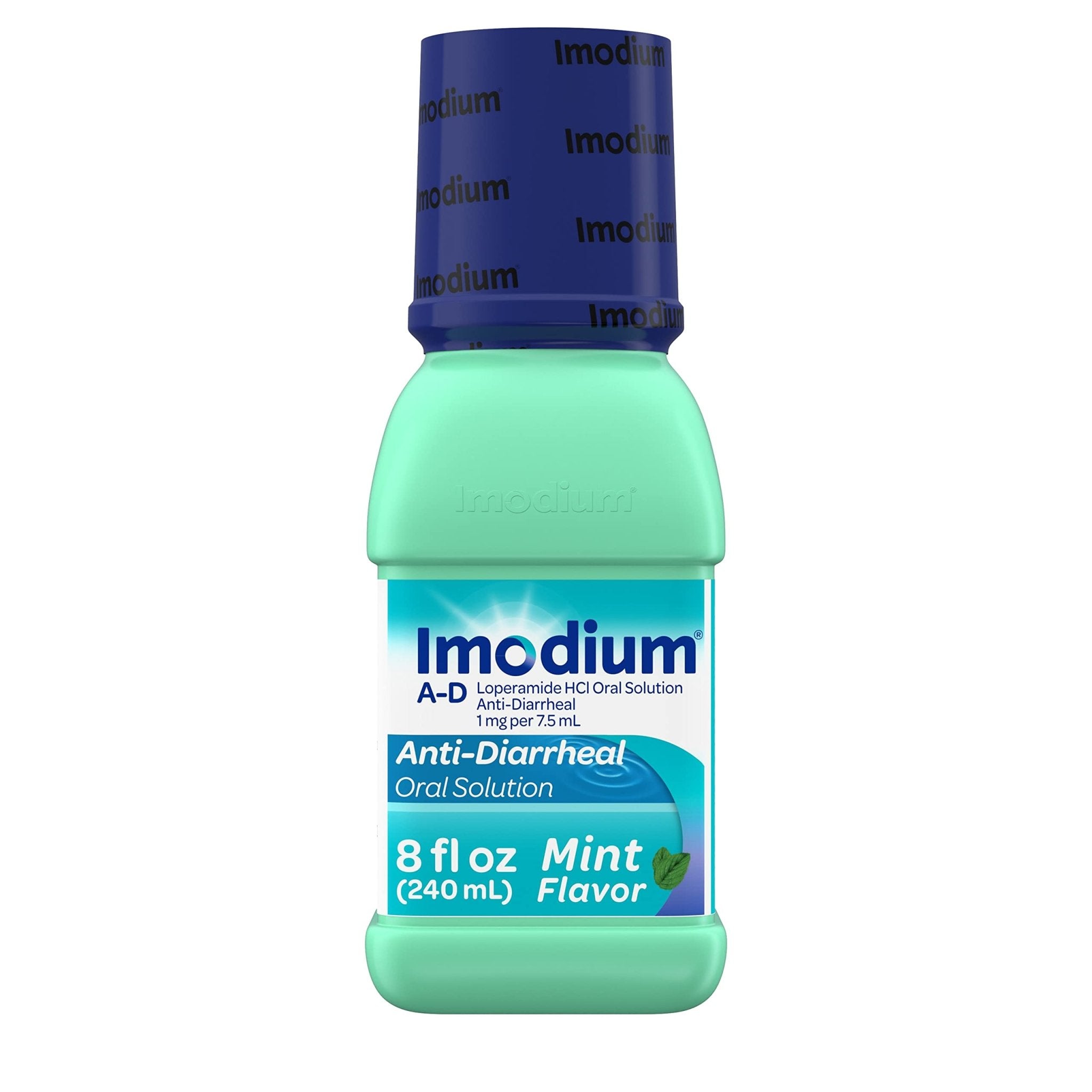 Imodium A-D Liquid Anti-Diarrheal Medicine with Loperamide HCl to Help Control Symptoms of Diarrhea Due to Acute, Traveler's Diarrhea, Mint Flavor, 8 fl. oz - Maple Wellness Supplements