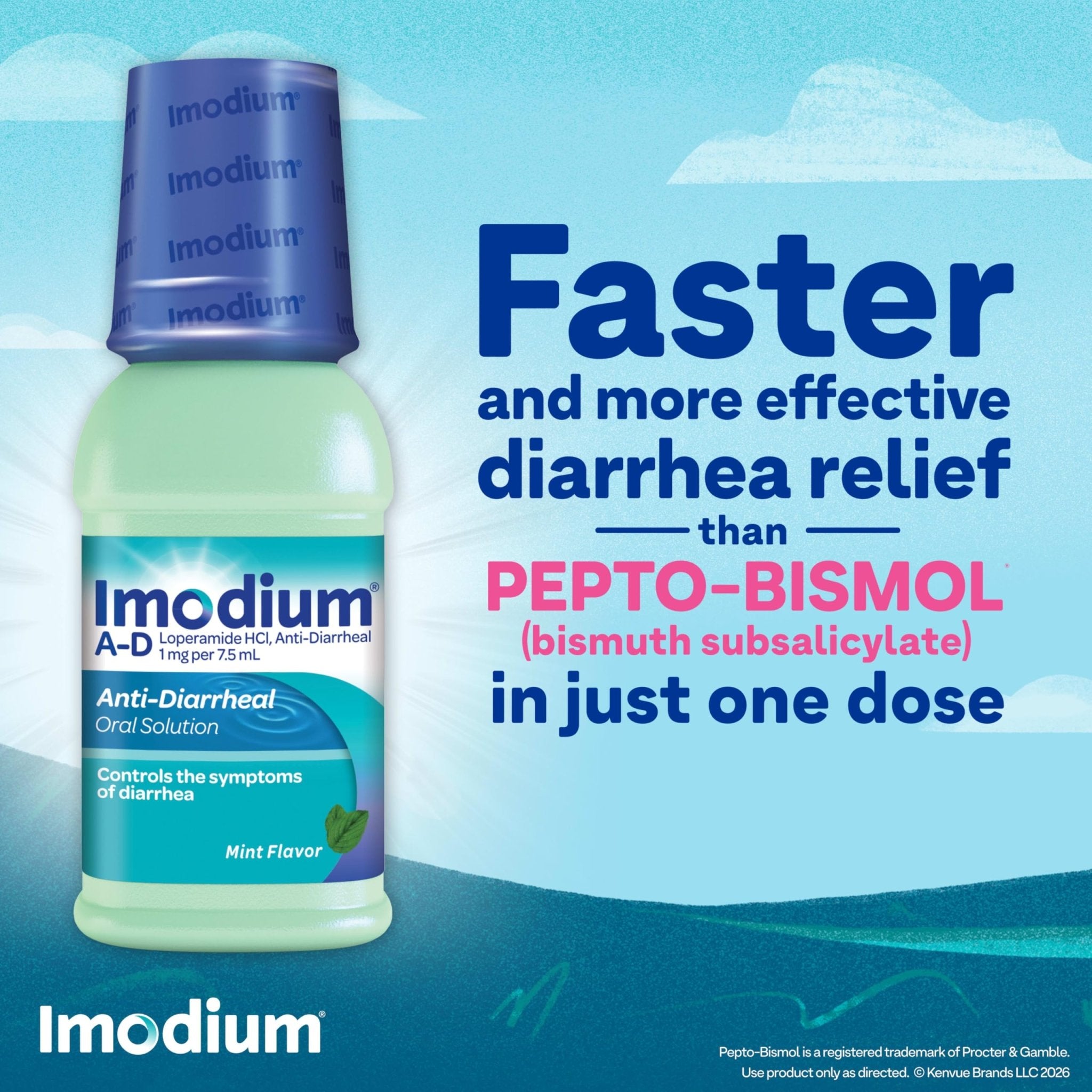 Imodium A-D Liquid Anti-Diarrheal Medicine with Loperamide HCl to Help Control Symptoms of Diarrhea Due to Acute, Traveler's Diarrhea, Mint Flavor, 8 fl. oz - Maple Wellness Supplements