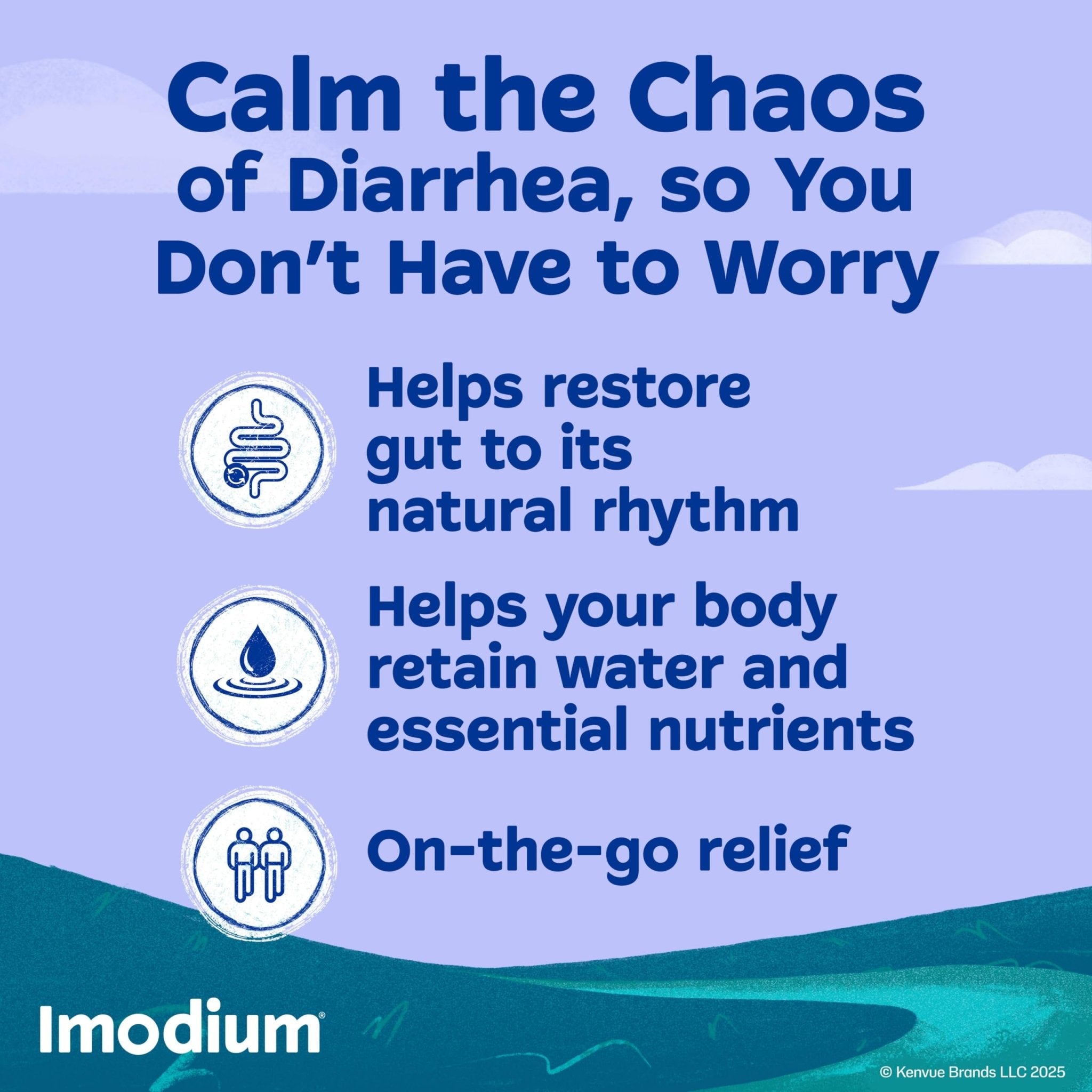 Imodium Multi-Symptom Relief Caplets, Loperamide Hydrochloride & Simethicone Anti-Diarrheal Medicine for the Relief of Diarrhea, Gas, Bloating, Cramps & Pressure, 18 ct - Maple Wellness Supplements