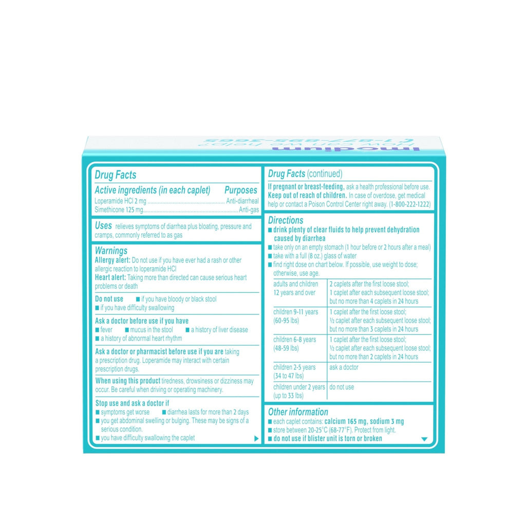 Imodium Multi-Symptom Relief Caplets with Loperamide Hydrochloride & Simethicone, Anti-Diarrheal Medicine for Treatment of Diarrhea, Gas, Bloating, Cramps & Pressure, Traveler's Diarrhea, 24 ct - Maple Wellness Supplements