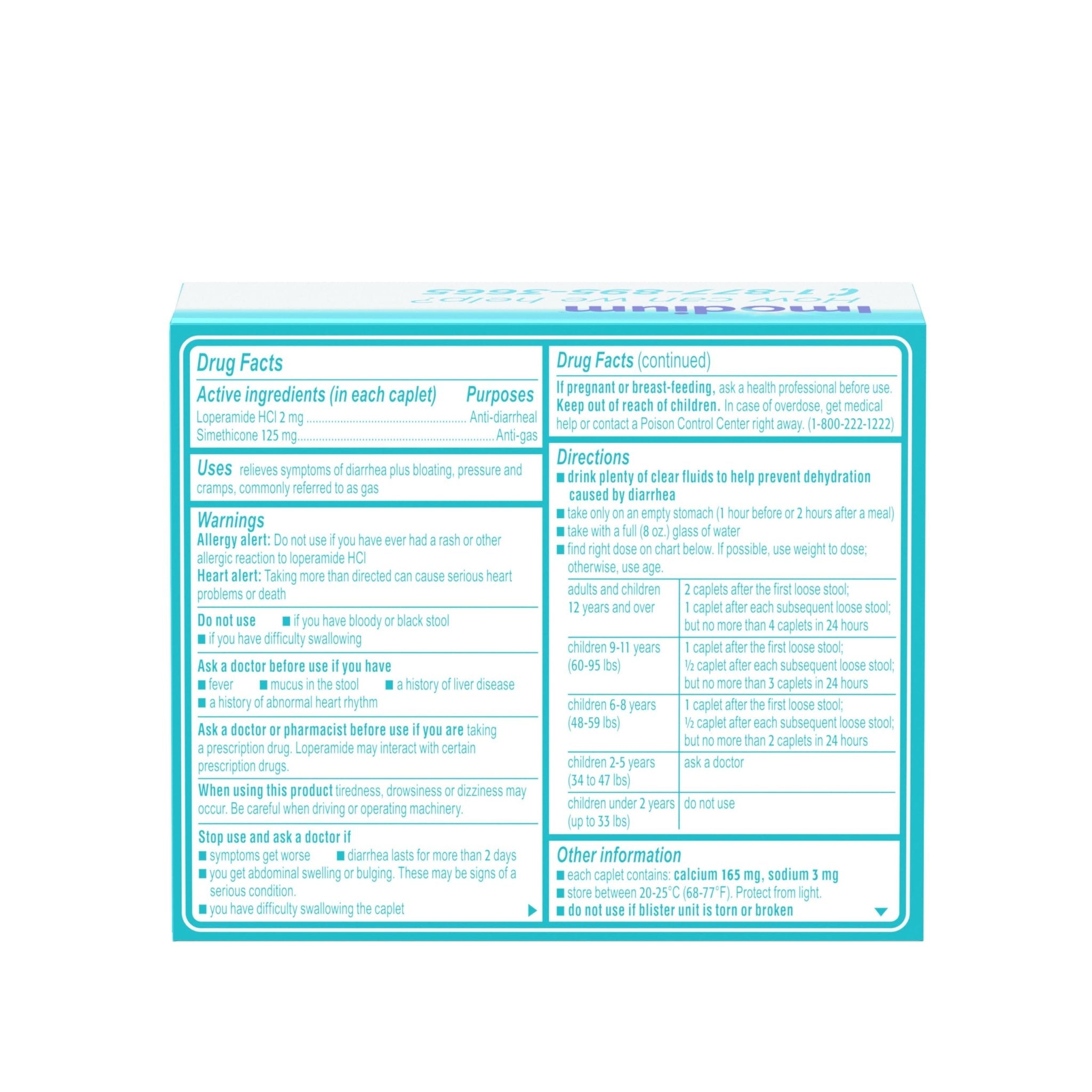 Imodium Multi-Symptom Relief Caplets with Loperamide Hydrochloride & Simethicone, Anti-Diarrheal Medicine for Treatment of Diarrhea, Gas, Bloating, Cramps & Pressure, Traveler's Diarrhea, 24 ct - Maple Wellness Supplements