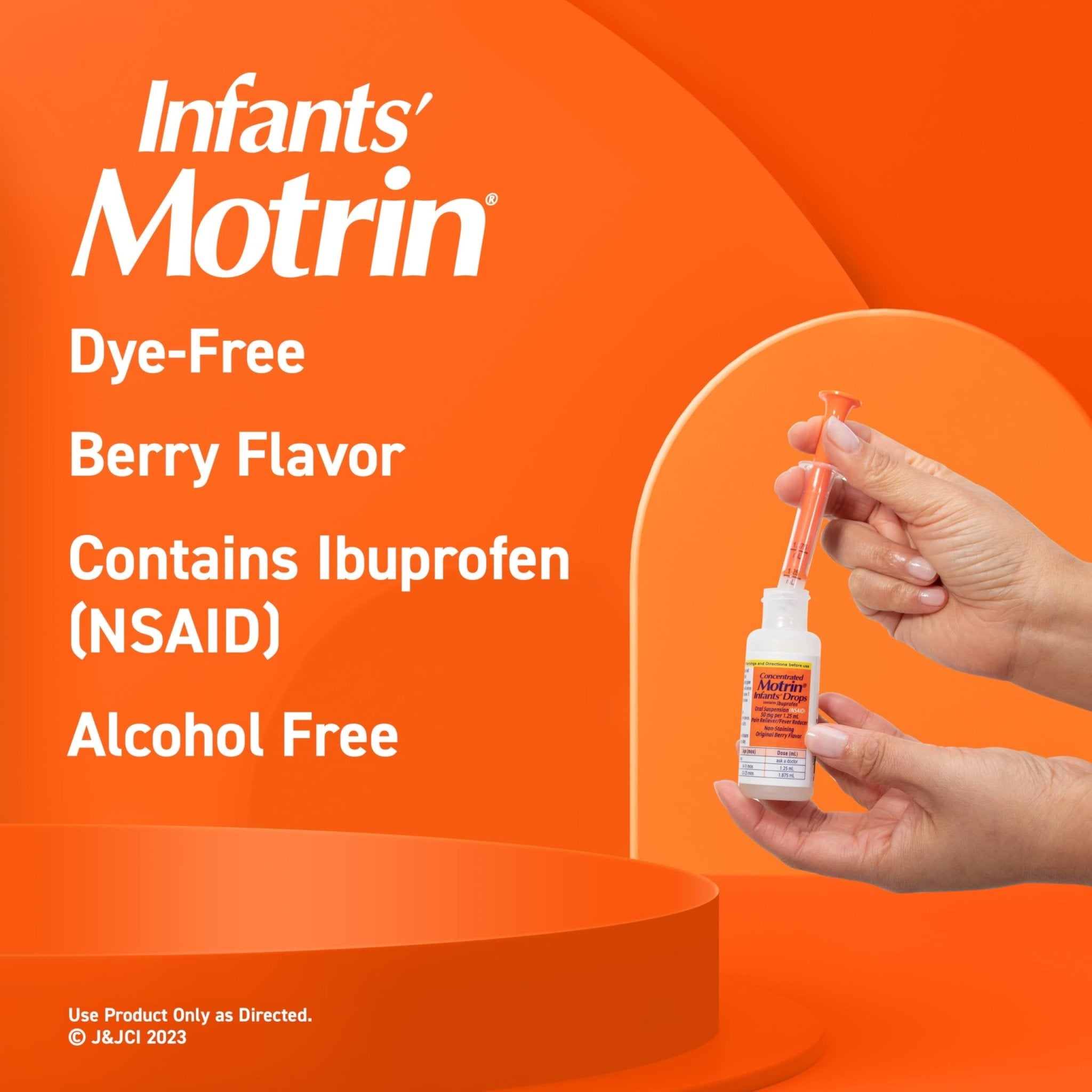 Infants’ Motrin Infant Ibuprofen Oral Suspension Concentrated Drops, NSAID Fever Reducer & Pain Reliever for Babies, Dye Free, Alcohol-Free, Berry Flavor, Includes Enclosed Syringe, 1 fl. oz - Maple Wellness Supplements