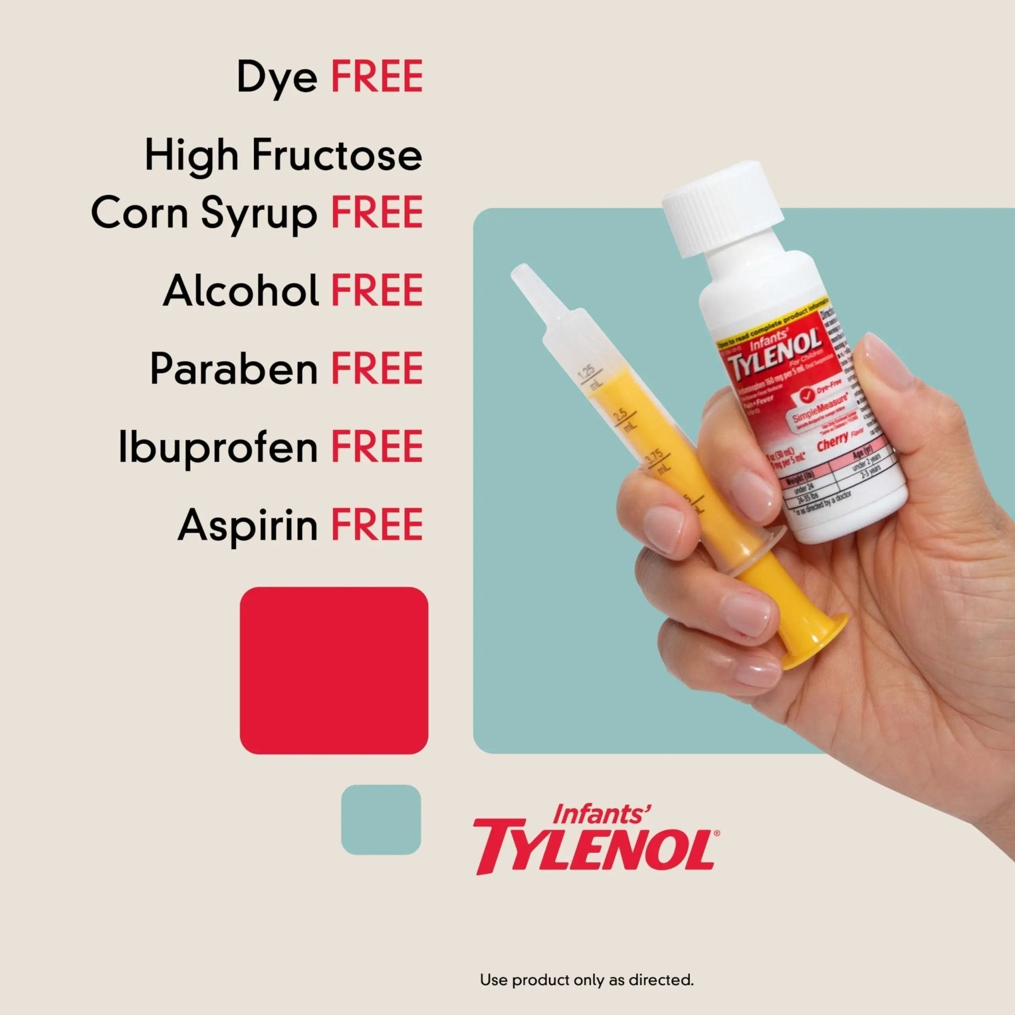 Infants' Tylenol Liquid Pain Reliever and Fever Reducer Medicine, Acetaminophen Oral Suspension for Sore Throat, Headache & Teething, Kids Fever Reducer; Dye-Free Cherry Flavor, 2 fl oz, Pack of 1 - TrustMedUSA