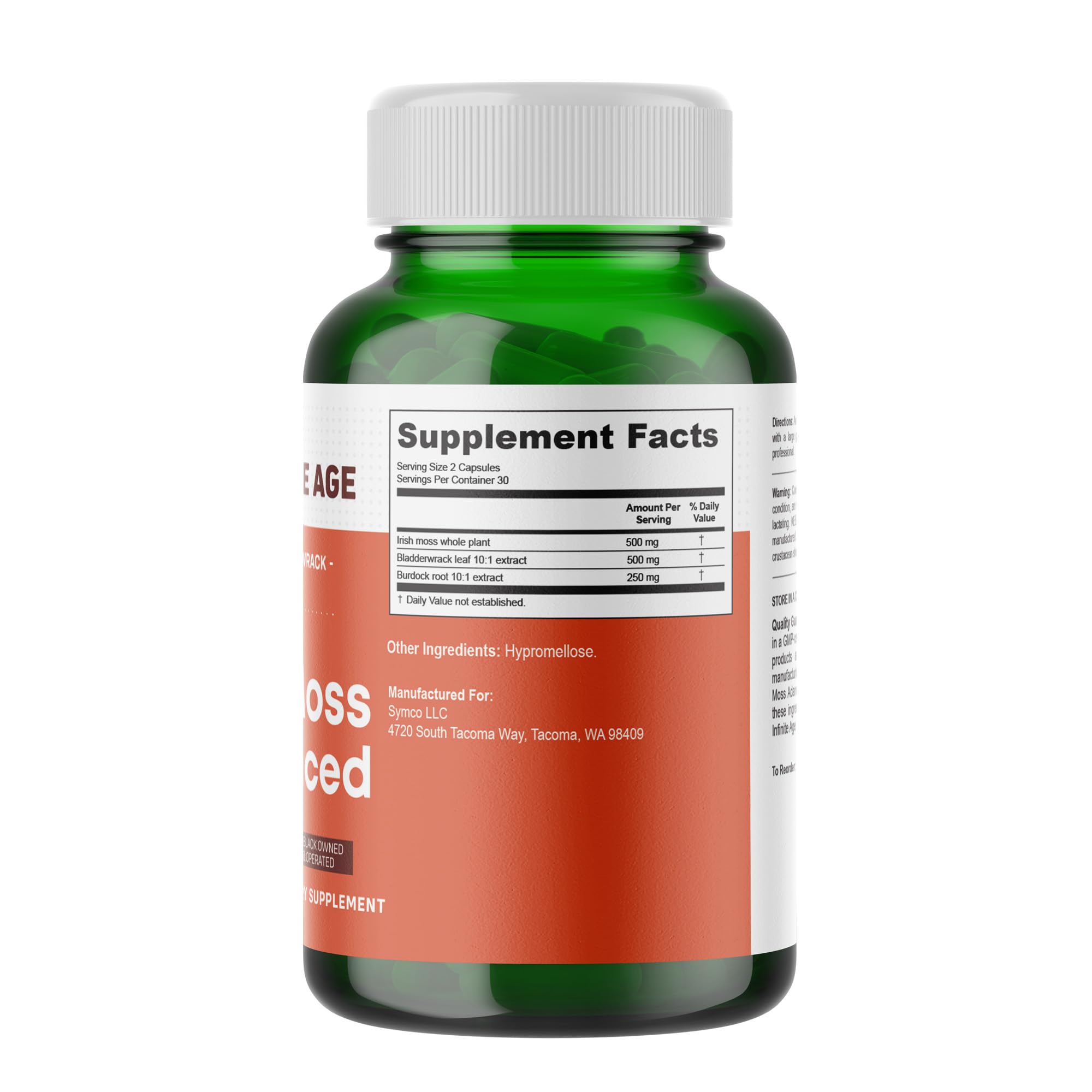 INFINITE AGE 1250mg Sea Moss Advanced Superfood Capsules, 60 Count - High-Potency, Vegan, Made in The USA - Irish Seamoss, Bladderwrack, - TrustMedUSA