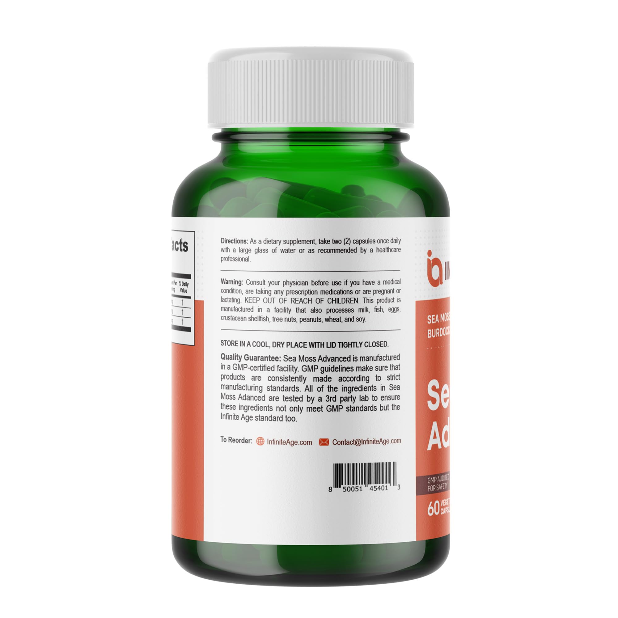 INFINITE AGE 1250mg Sea Moss Advanced Superfood Capsules, 60 Count - High-Potency, Vegan, Made in The USA - Irish Seamoss, Bladderwrack, - TrustMedUSA