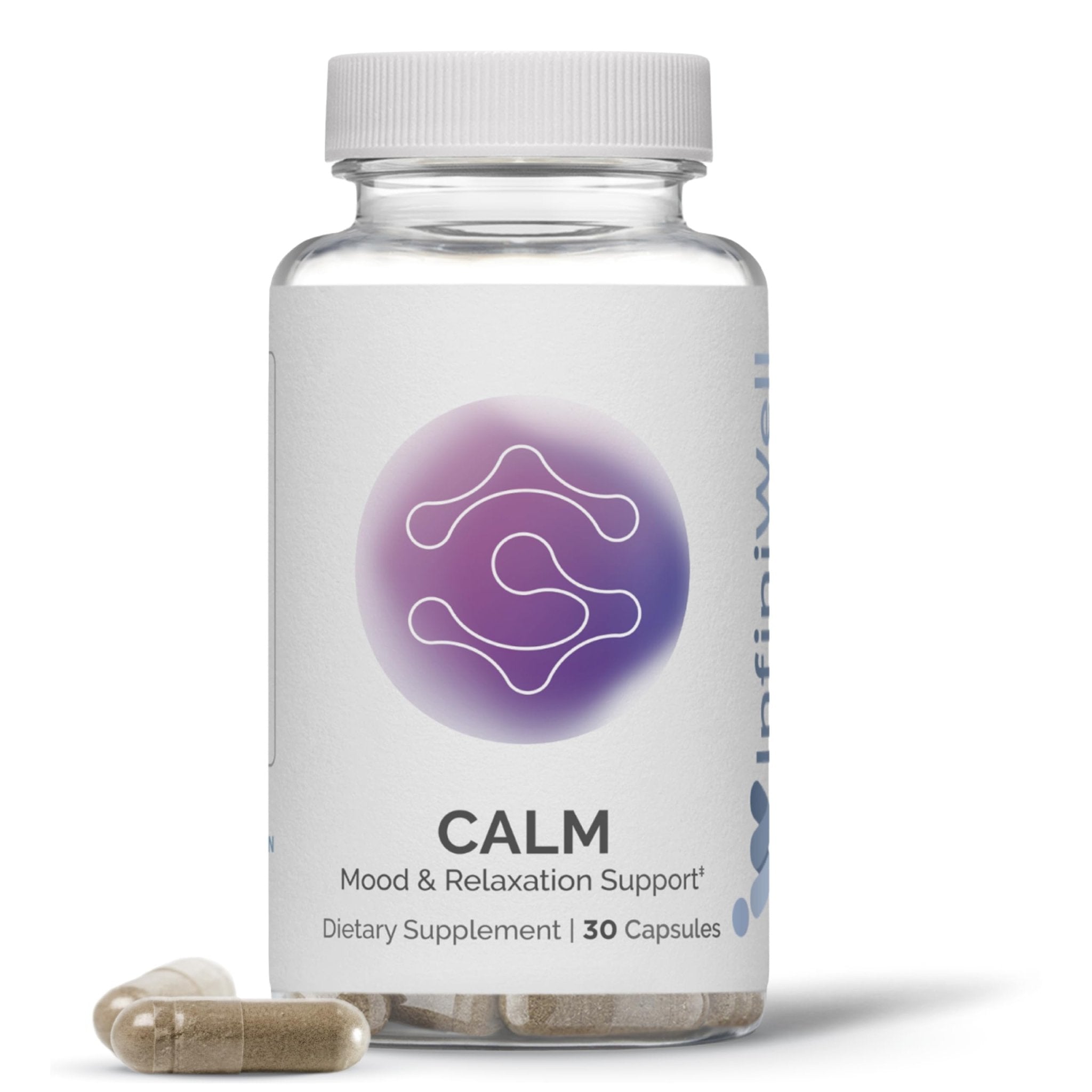 InfiniWell Calm - Mood & Cognitive Support Supplement for Adults with L-Theanine, Bacopa monnieri & DHH-B - Supports Relaxation, Focus & Mental Clarity (30 Capsules) - TrustMedUSA