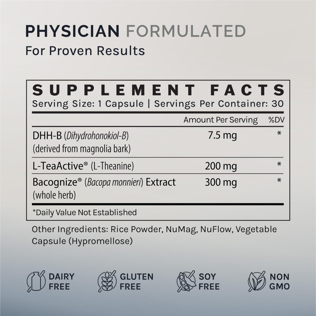 InfiniWell Calm - Mood & Cognitive Support Supplement for Adults with L-Theanine, Bacopa monnieri & DHH-B - Supports Relaxation, Focus & Mental Clarity (30 Capsules) - TrustMedUSA
