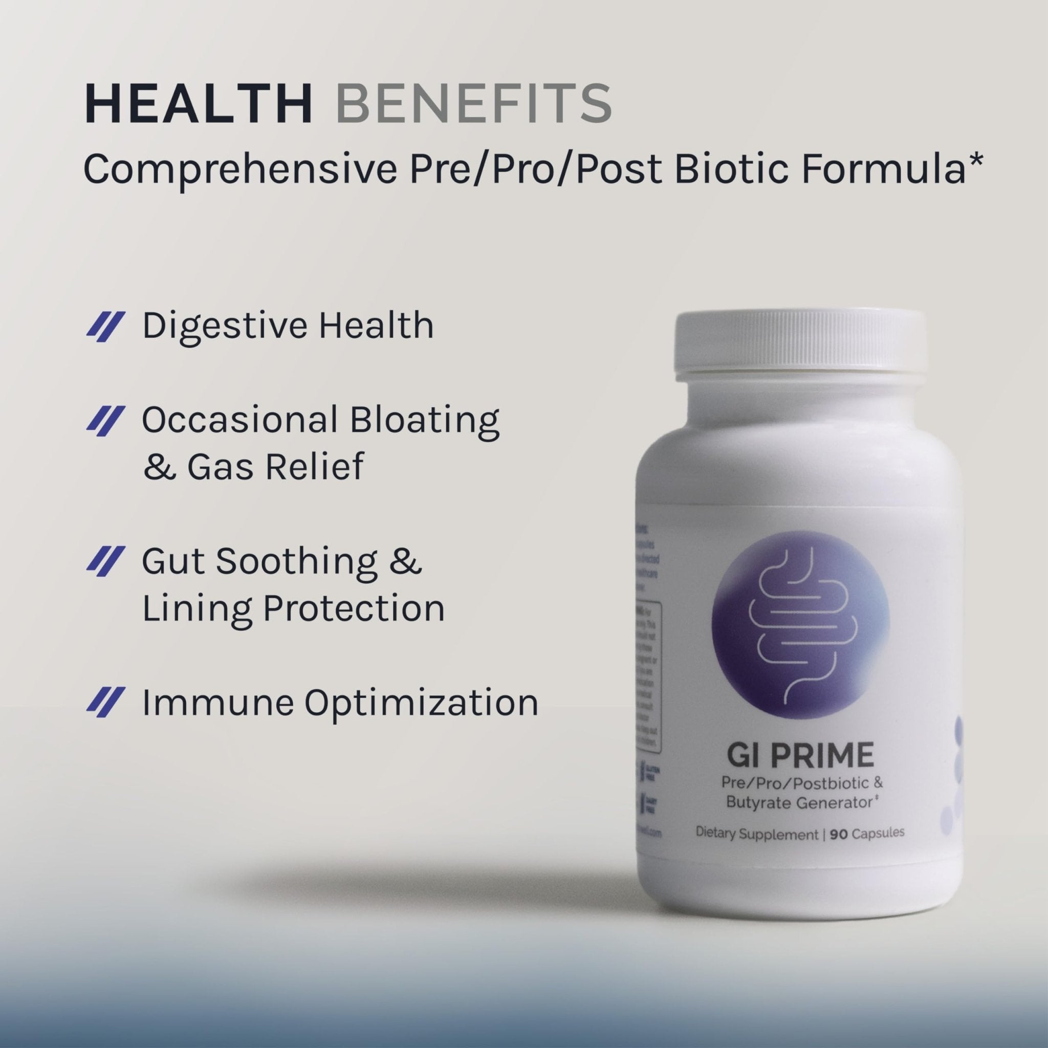 InfiniWell GI Prime - Pre, Post & Probiotics for Digestive Health - Aid Immune Function & Support The Gut-Brain Axis - with Bacillus Probiotics for Women & Men (90 Capsules) - TrustMedUSA