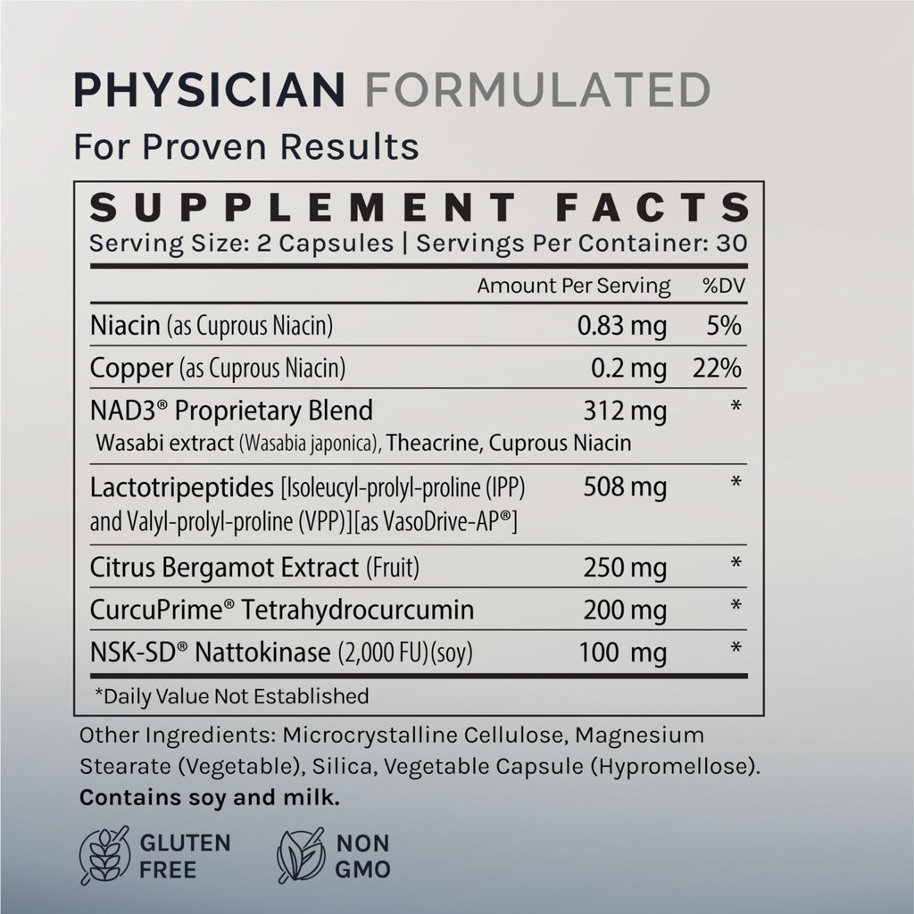 InfiniWell InfinWell Cardio Prime+ Heart Health Supplements - Antioxidants & Innovative Peptides for Cardiometabolic Health - NAD3 & Nattokinase for A Healthy Heart & Metabolic Balance (60 Capsules) - TrustMedUSA