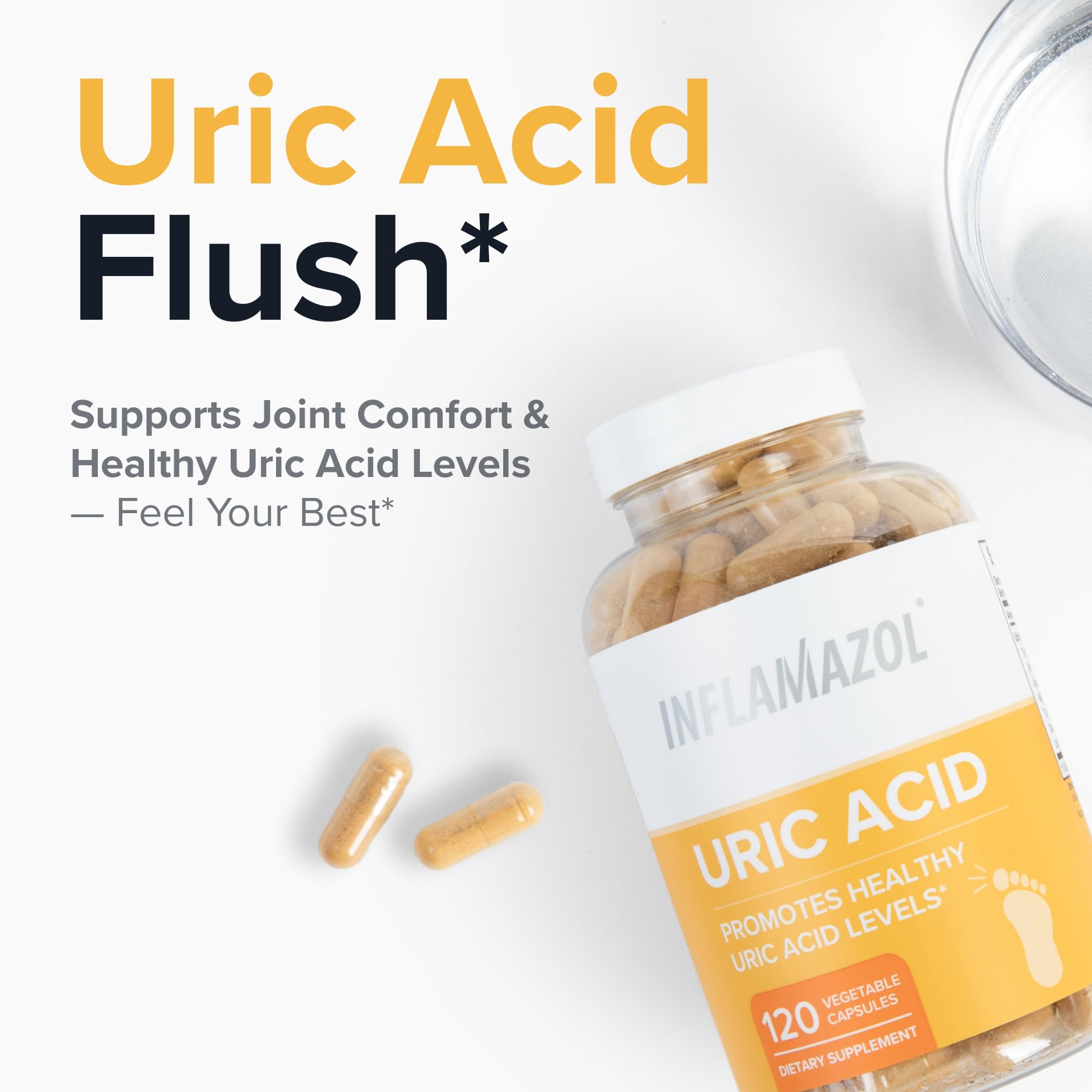 Inflamazol Uric Acid Cleanse – Premium Uric Acid Flush with Tart Cherry, Turmeric & Celery Seed for Joint & Uric Acid Support – Joint Supplements for Men & Women – 120 Capsules - TrustMedUSA