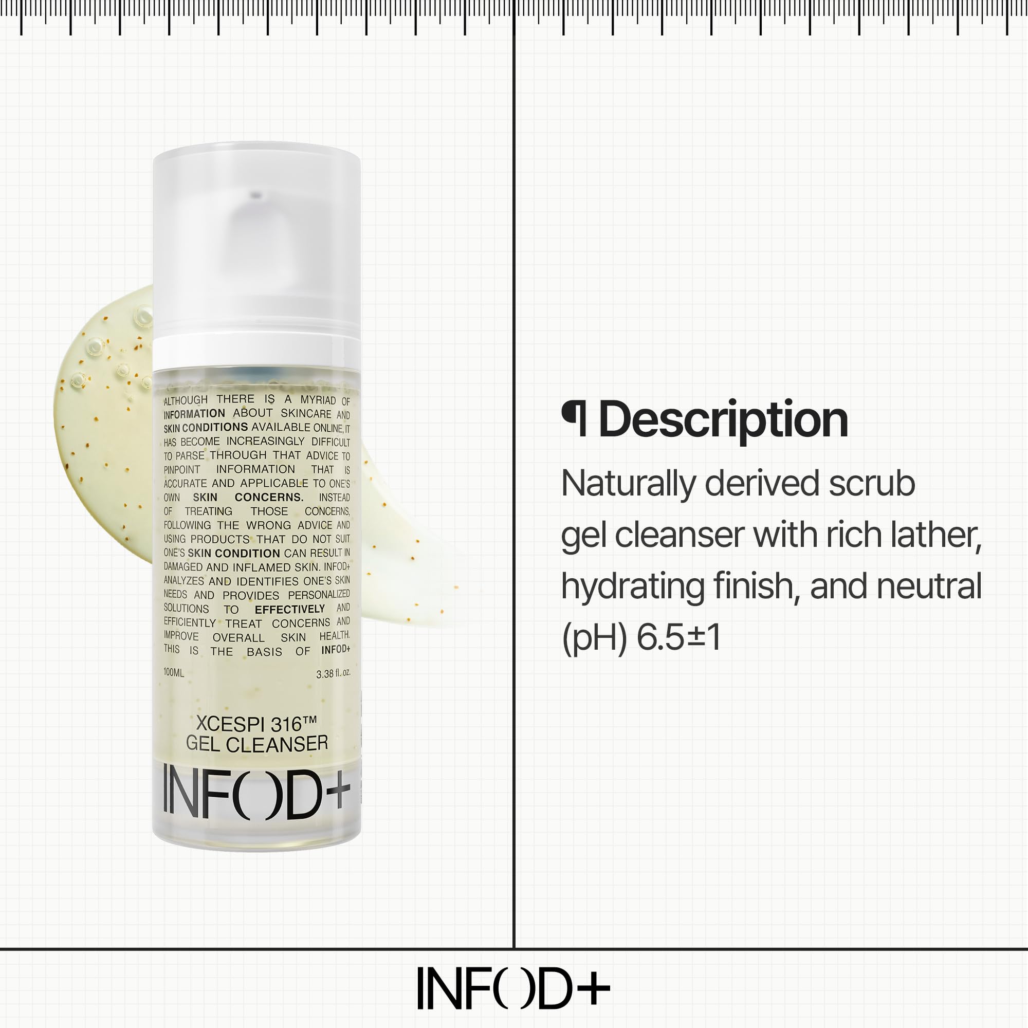 INFODPLUS Gel Cleanser, Gentle Low pH Deep Cleansing, Oil Control, Pore Blackhead Removal Face Wash, Ceramide Panthenol, Hydrating Barrier Balance Korean Skincare for Sensitive Skin, 3.38 fl.oz 100ml - Maple Wellness Supplements