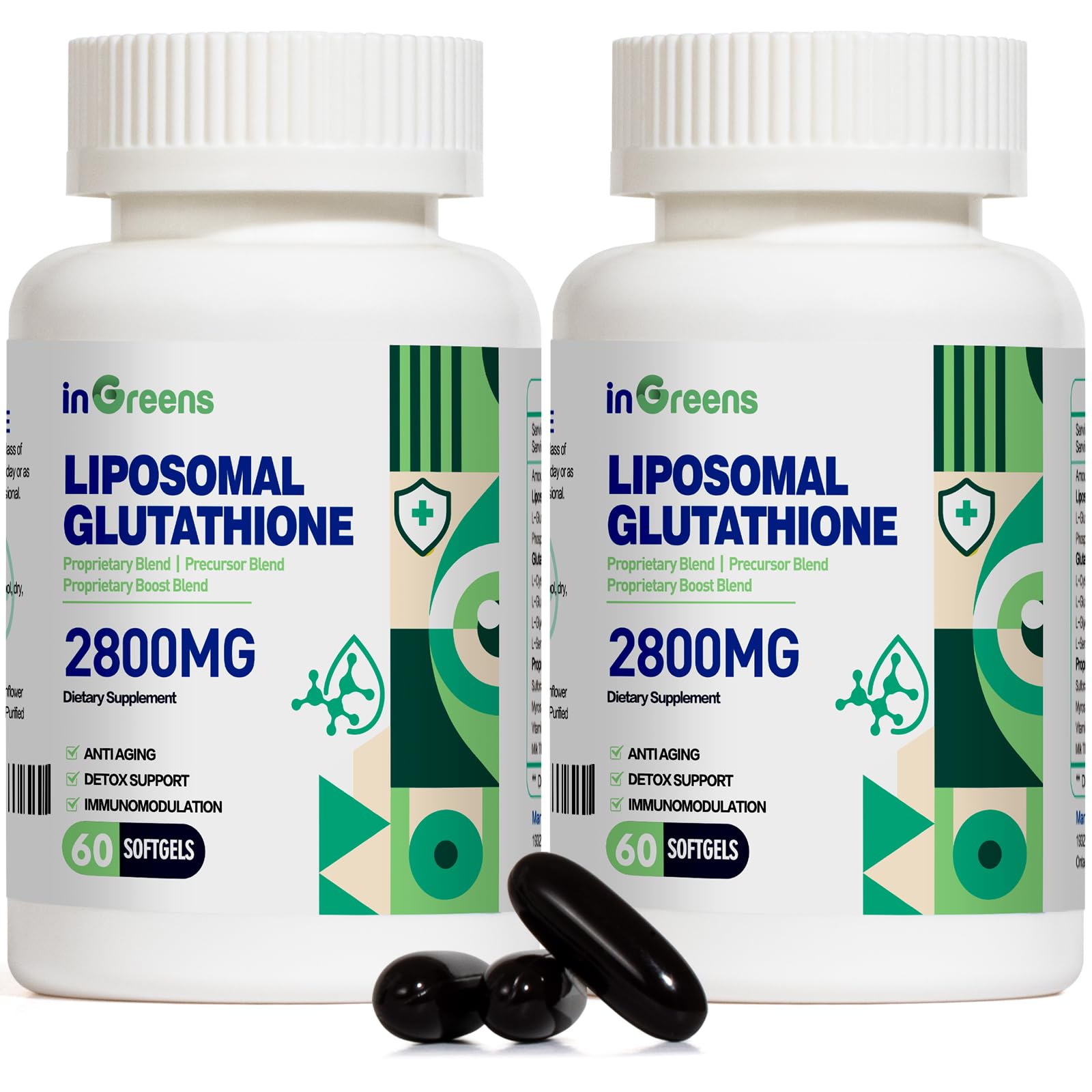 inGreens 2800 MG Liposomal Glutathione Supplement, Detoxifying & Immune, Aging Defense, Energy, Glutathione Unique Formulation Reduced - TrustMedUSA