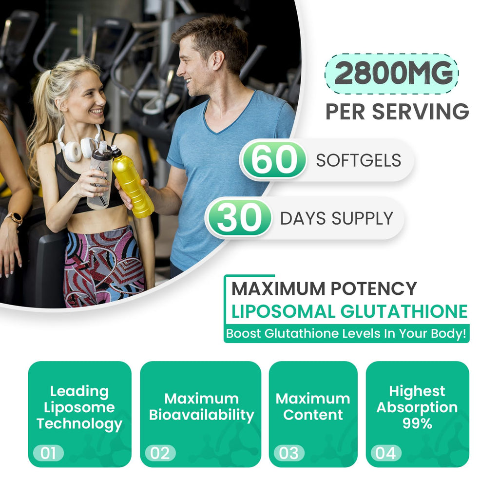 inGreens 2800 MG Liposomal Glutathione Supplement, Detoxifying & Immune, Aging Defense, Energy, Glutathione Unique Formulation Reduced - TrustMedUSA