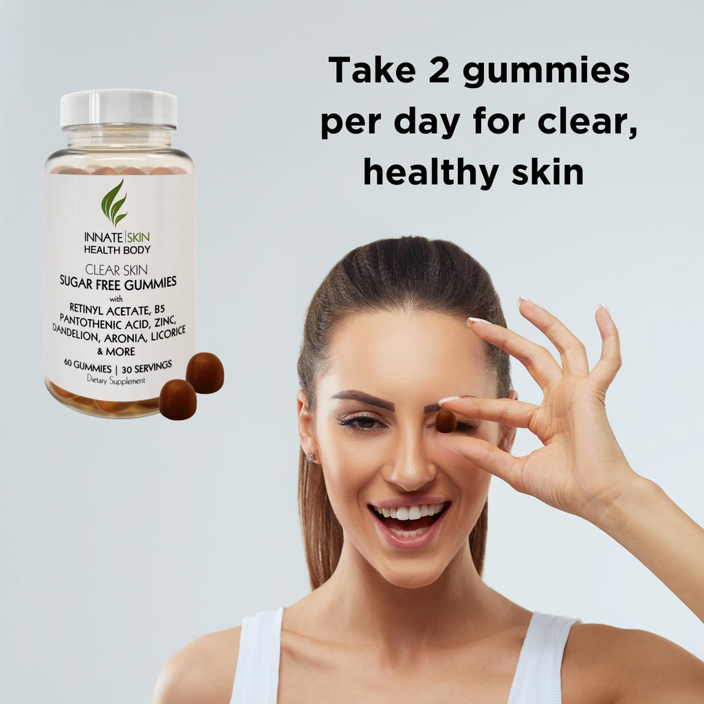Innate Skin Health Body Clear Skin Acne Gummies - Complexion Supplement, Pantothenic Acid & Antioxidants, Vitamins 60 Count - TrustMedUSA