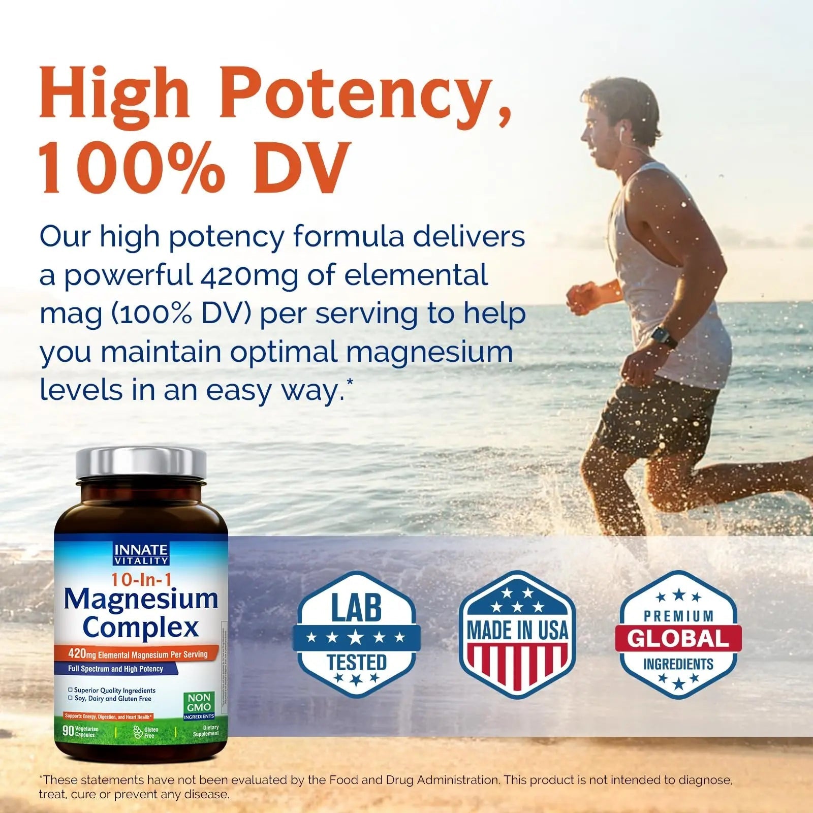 Innate Vitality 10-in-1 Magnesium Complex 960mg, 420mg Elemental Mag per Serving, with Magnesium Glycinate, Citrate, Malate, and More, Sleep, Digestion, Energy Support, 90 Vegan Caps - TrustMedUSA