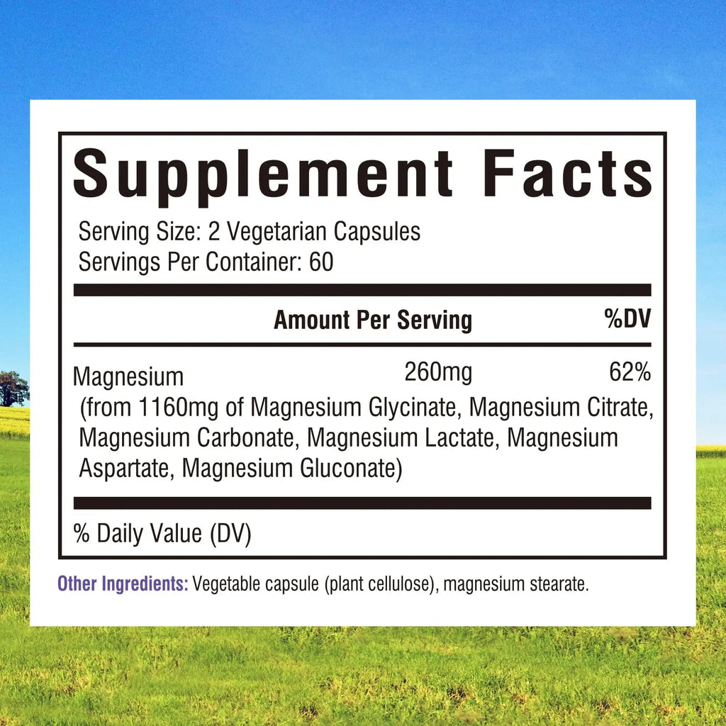 Innate Vitality Magnesium Complex 6-in-1, 1160mg Per Serving, Rest & Digestion, Magnesium Glycinate & Citrate, High Absorption, 120 Vegan Capsules - TrustMedUSA