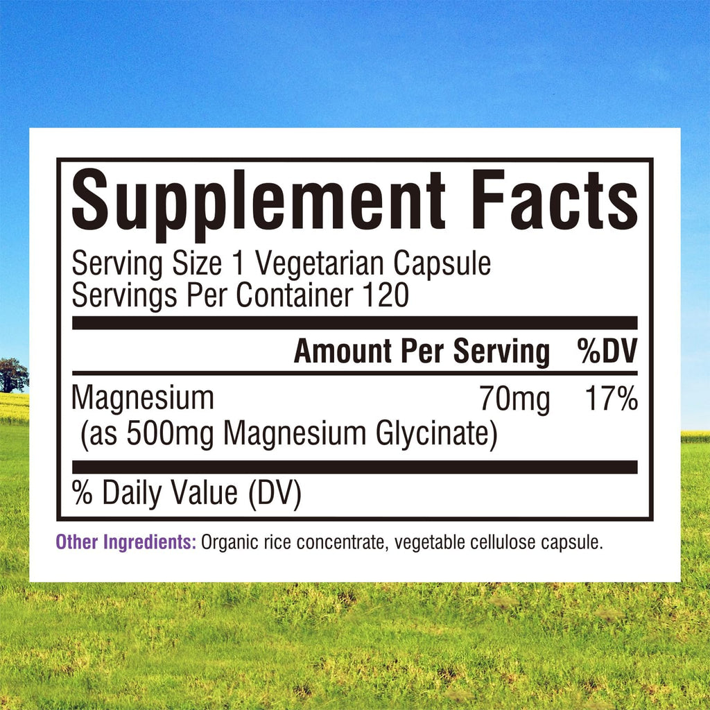Innate Vitality Magnesium Glycinate 500mg | 70mg Elemental Magnesium Supplement - High Absorption, Non Buffered, Non-GMO & No Gluten - Vegan - Nerve Health - 120 Capsules (Pack of 1) - TrustMedUSA