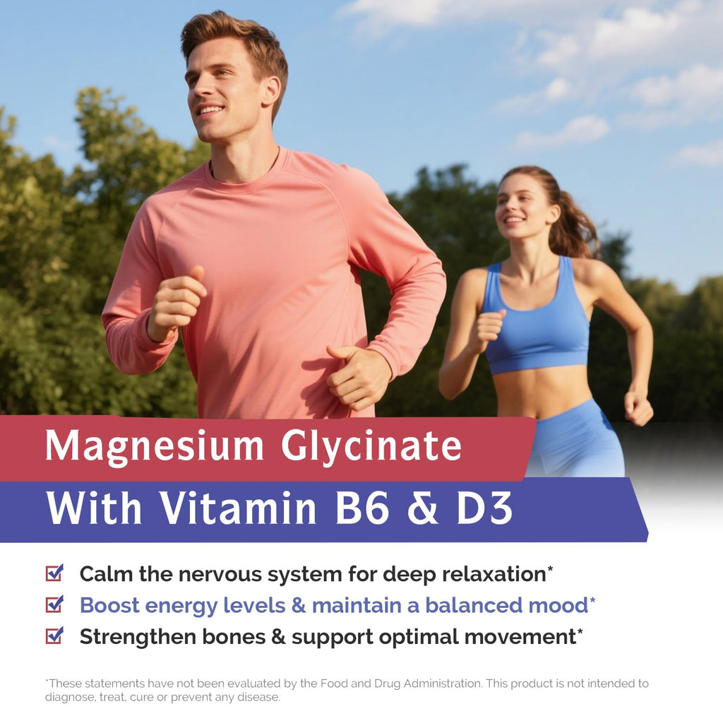 Innate Vitality Magnesium Glycinate Complex, 420mg Elemental Magnesium Per Serving, Enhanced Absorption, Black Pepper, Vitamin D3 & B6, Sleep Mood Bone Nerve Support, 180 Caps - TrustMedUSA