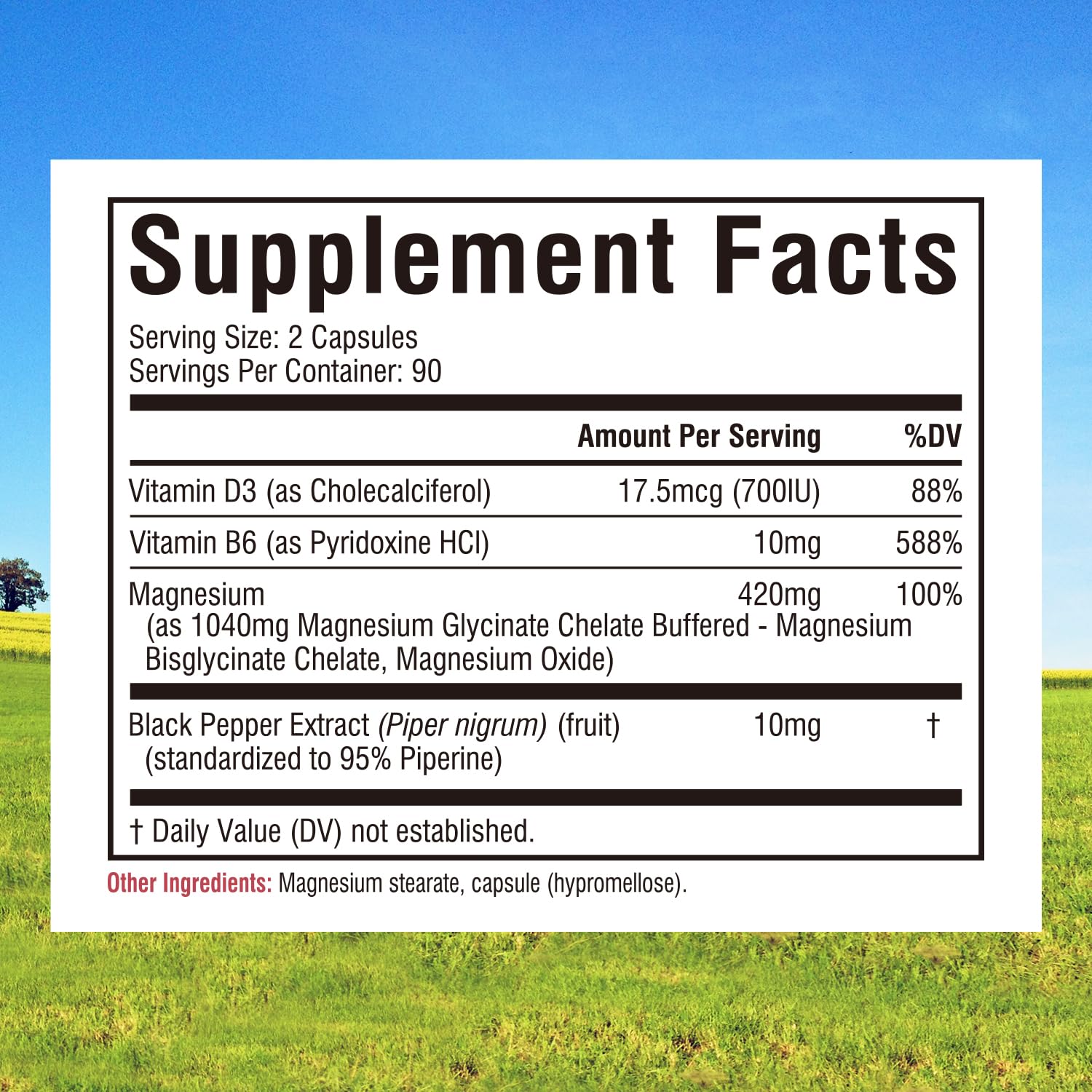 Innate Vitality Magnesium Glycinate Complex, 420mg Elemental Magnesium Per Serving, Enhanced Absorption, Black Pepper, Vitamin D3 & B6, Sleep Mood Bone Nerve Support, 180 Caps - TrustMedUSA