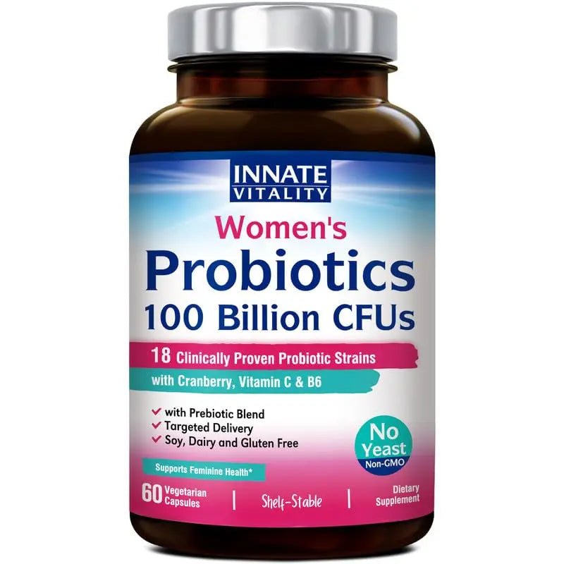Innate Vitality Women’s Probiotics, 100 Billion CFUs 18 Strains, with Cranberry, Vitamin C - TrustMedUSA