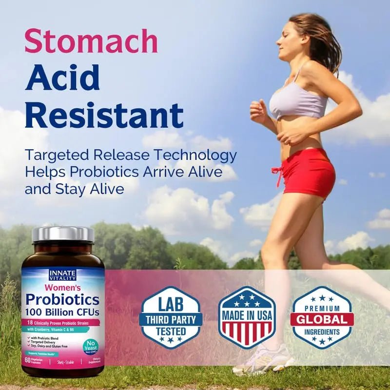 Innate Vitality Women’s Probiotics, 100 Billion CFUs 18 Strains, with Cranberry, Vitamin C - TrustMedUSA