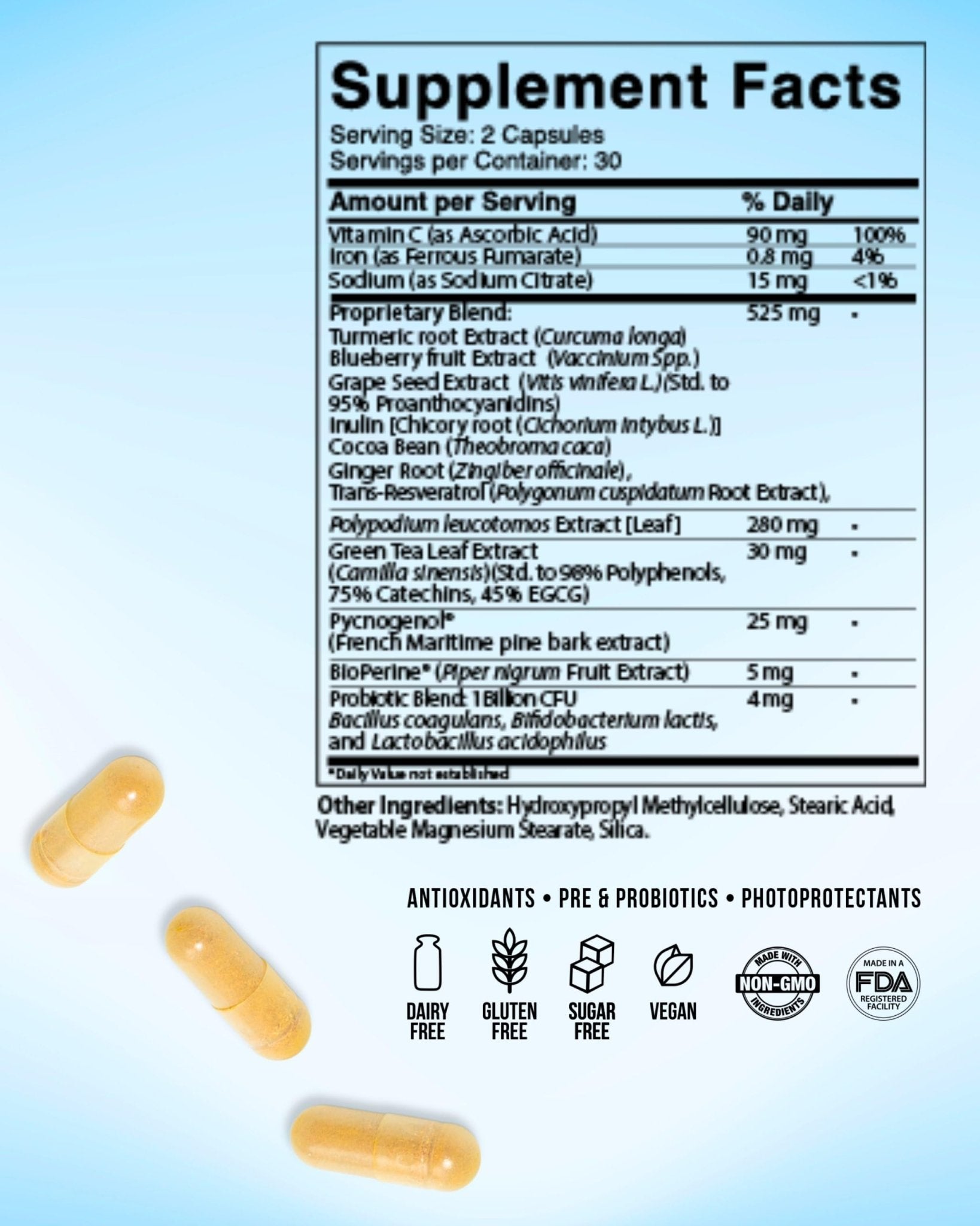 Inner Glow Age Defense Vitamins - Dermatologist and Plastic Surgeon Developed to Fight photoaging and Melasma, Polypodium Leucotomos Antioxidant Formula – Vegan, Gluten-Free – 60 Capsules - TrustMedUSA