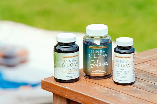 Inner Glow Age Defense Vitamins - Dermatologist and Plastic Surgeon Developed to Fight photoaging and Melasma, Polypodium Leucotomos Antioxidant Formula – Vegan, Gluten-Free – 60 Capsules - TrustMedUSA