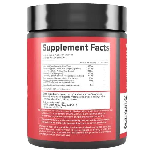 Inno Shred - Day Time Fat Burner | 100mg Capsimax, Grains of Paradise, Organic Caffeine - TrustMedUSA