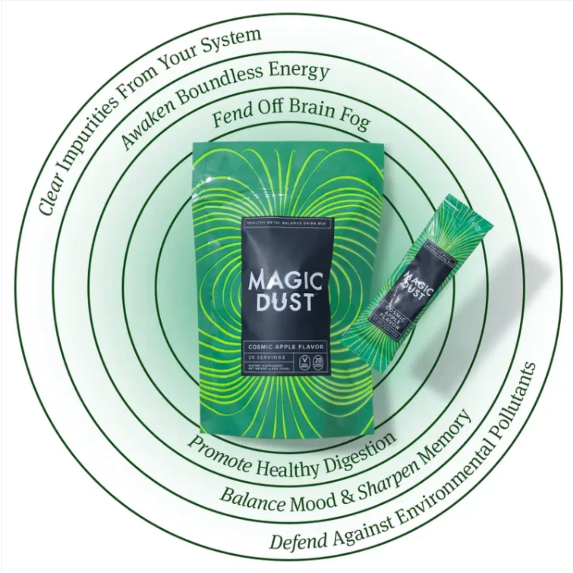 InnoSupps Magic Dust Super Greens Powder Drink Mix Packets with Chlorella Powder - Gut Health, Immune Support, & Energy Support - Vitamins & Mineral Supplement for Health, Cosmic Apple (20 Servings) - TrustMedUSA