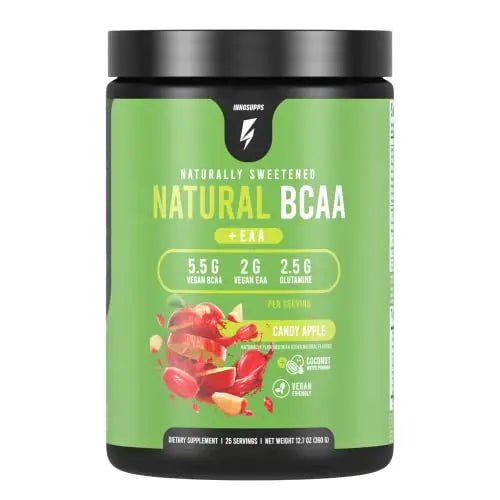 InnoSupps Natural Vegan BCAAs + EAA (Candy Apple) Enhanced Workouts, Muscle - TrustMedUSA