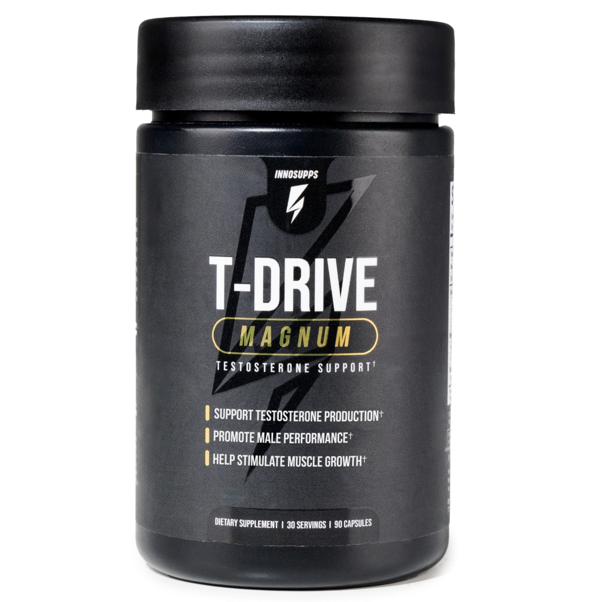 InnoSupps T-Drive Magnum Testosterone Booster Enhance Peak Performance Amplify Muscle Growth, Increase Libido & Energy Levels, Horny Goat Weed Tongkat Ali, Zinc, Fenugreek, Fat Burner 90 Caps/30 Days - TrustMedUSA