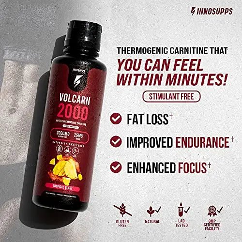 InnoSupps Volcarn 2000 - Advanced Fat Burning Liquid | L-Carnitine, GBEEC, Boost Energy - TrustMedUSA