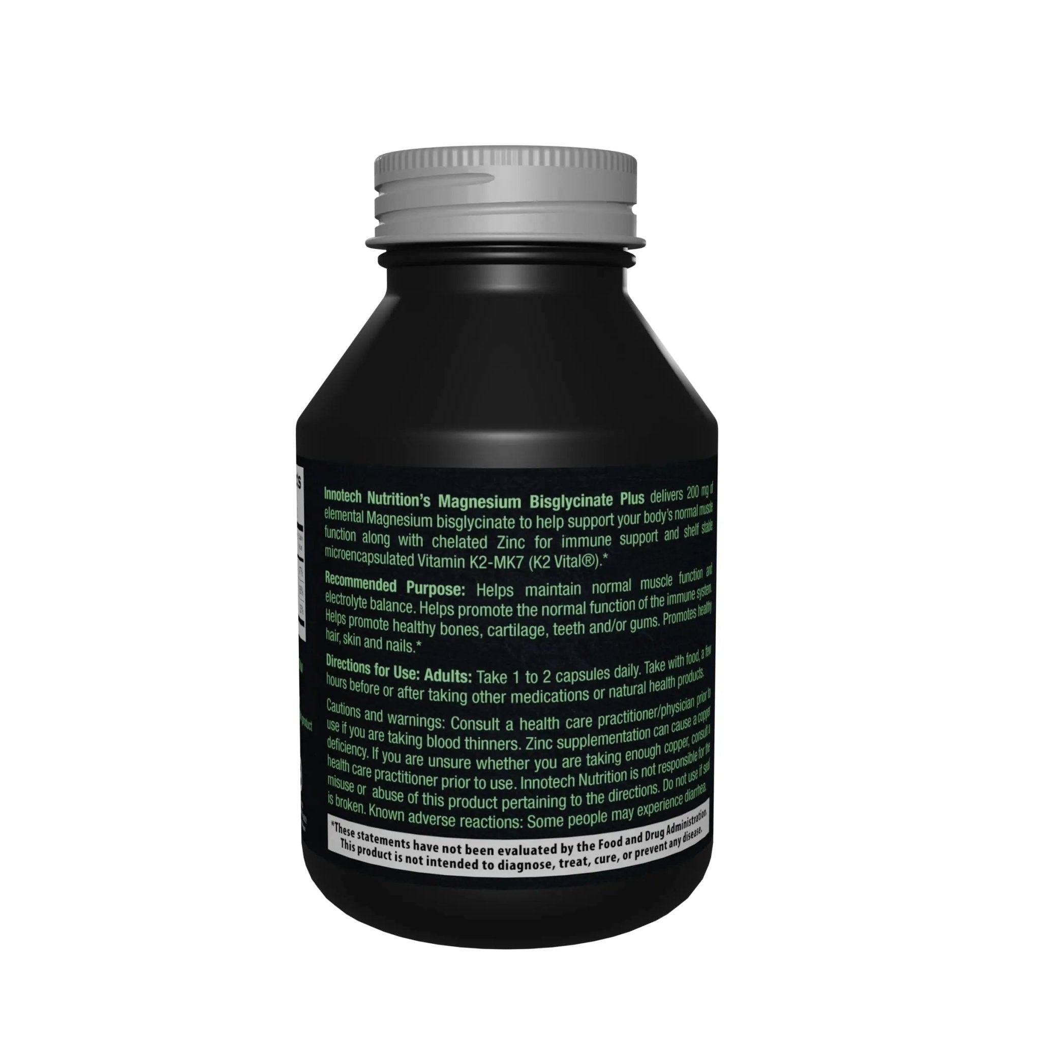 Innotech Nutrition Magnesium Plus Muscle Bone & Sleep Support Magnesium Bisglycinate Zinc & Vitamin K2 120 Vegan Capsules - TrustMedUSA