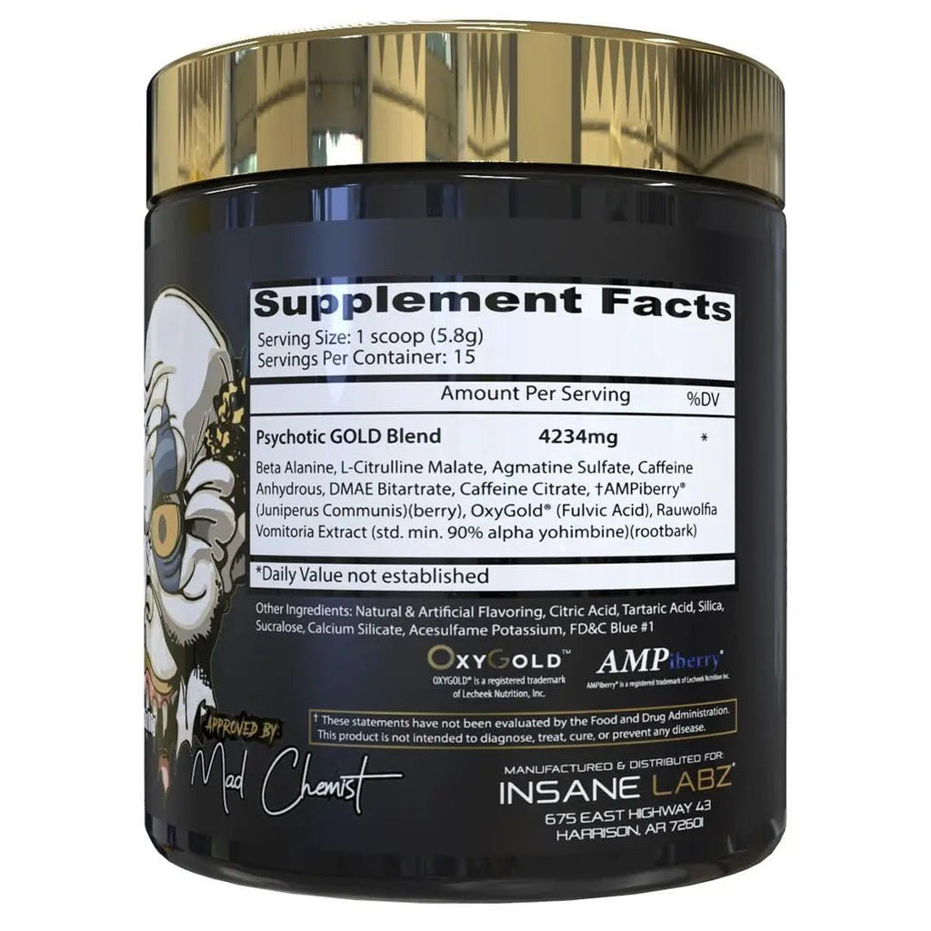 Insane Labz Psychotic Gold, High Stim Pre Workout Powder, Extreme Lasting Energy - TrustMedUSA