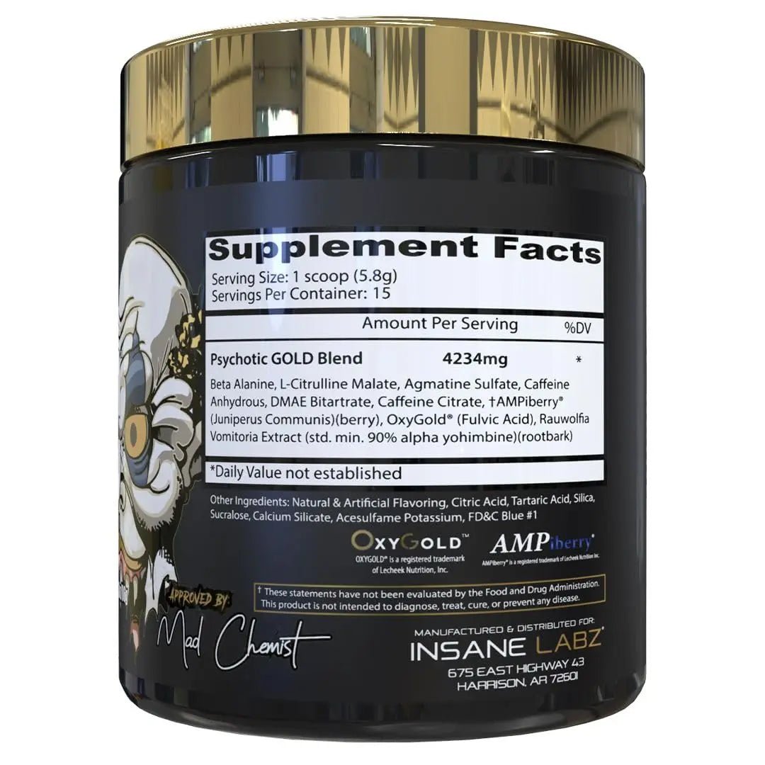 Insane Labz Psychotic Gold, High Stim Pre Workout Powder, Extreme Lasting Energy - TrustMedUSA