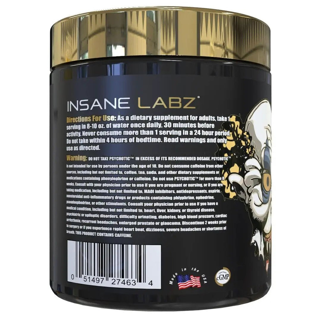 Insane Labz Psychotic Gold, High Stim Pre Workout Powder, Extreme Lasting Energy - TrustMedUSA