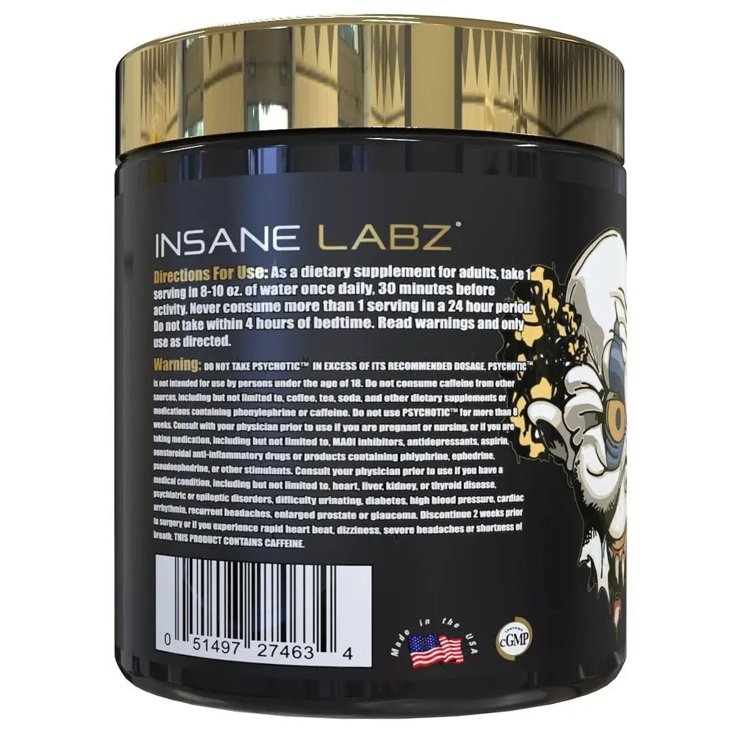 Insane Labz Psychotic Gold, High Stim Pre Workout Powder, Extreme Lasting Energy - TrustMedUSA