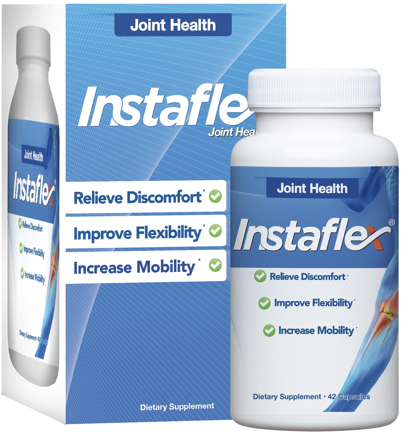 Instaflex Joint Support Supplement for Men and Women - Glucosamine, MSM, White Willow, Turmeric, Ginger, Cayenne, Hyaluronic Acid - 42 Capsules - TrustMedUSA