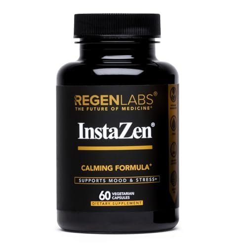 InstaZen Natural Stress Relief Supplement Mood Support | Doctor Formulated Herbal Calm Formula with DHHB, Safranal Extract, L-Theanine, Lemon Balm | Stress Support - 60 Capsules Regen Labs - TrustMedUSA