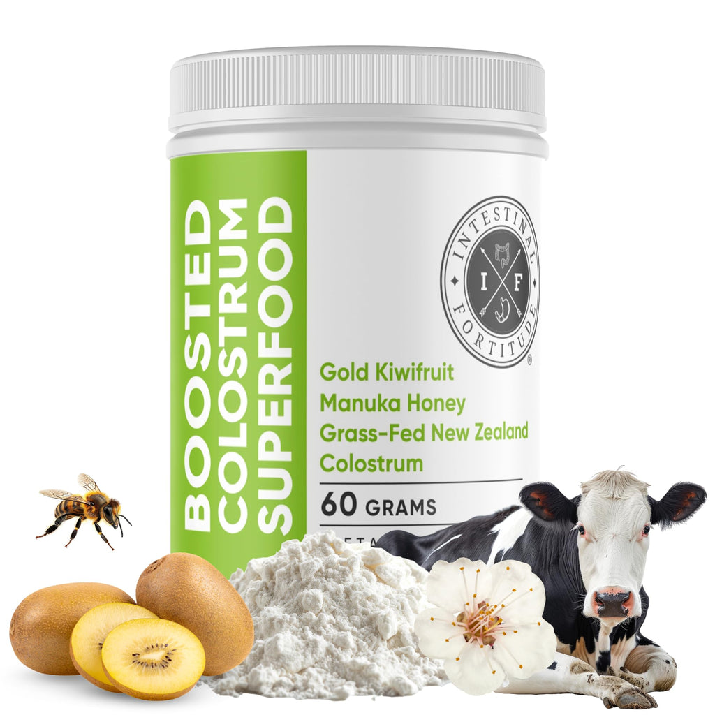 Intestinal Fortitude Boosted Colostrum Superfood Dietary Supplement: Grass-Fed New Zealand Bovine Colostrum, Gold Kiwifruit, Manuka Honey, for Digestion, Immune System, and Gut Health (60 Grams) - TrustMedUSA