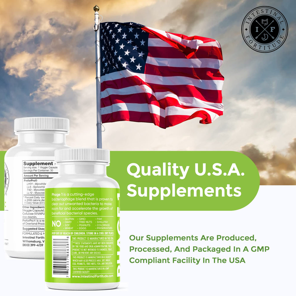 Intestinal Fortitude Phage 1 - Ultimate Gut Health Supplement, Total Restore Intestinal Defense, Patented Bacteriophage Blend for Gut Support, Digestive & Immune System Health, Destroy Bad Bacteria - TrustMedUSA