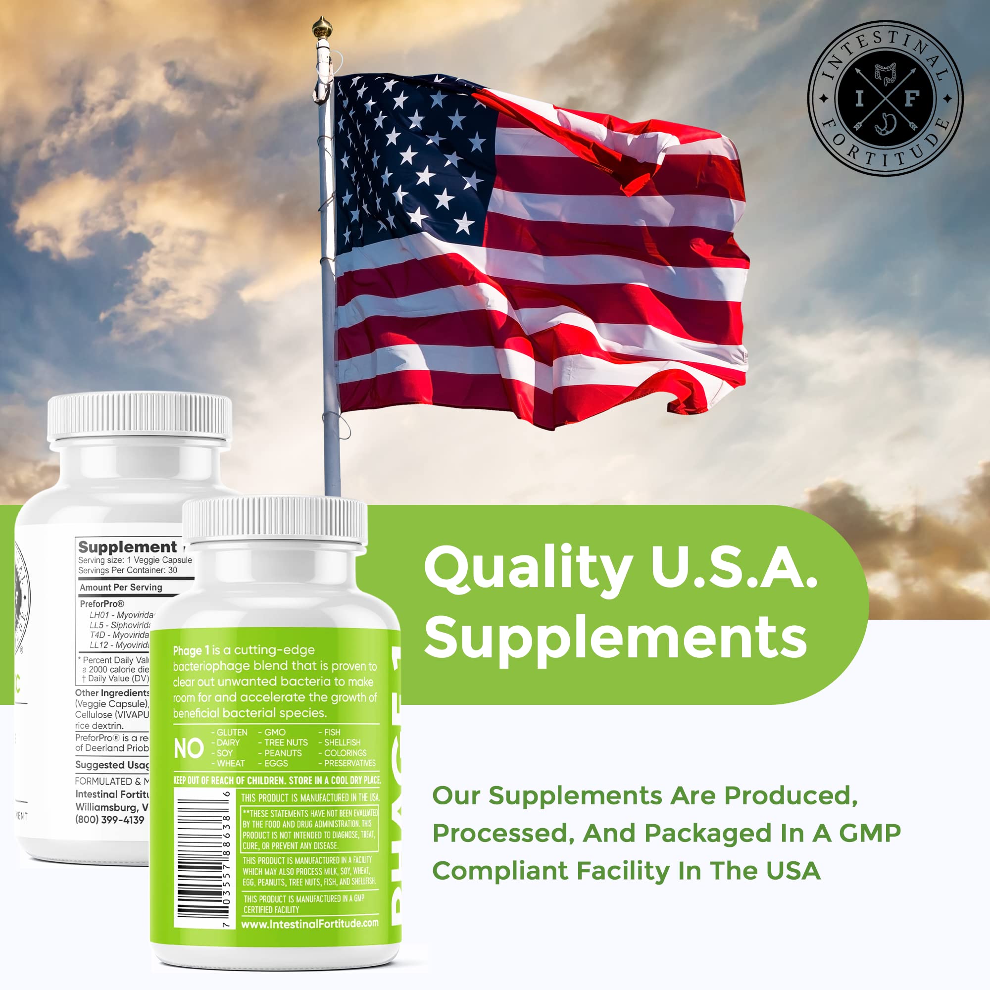 Intestinal Fortitude Phage 1 - Ultimate Gut Health Supplement, Total Restore Intestinal Defense, Patented Bacteriophage Blend for Gut Support, Digestive & Immune System Health, Destroy Bad Bacteria - TrustMedUSA