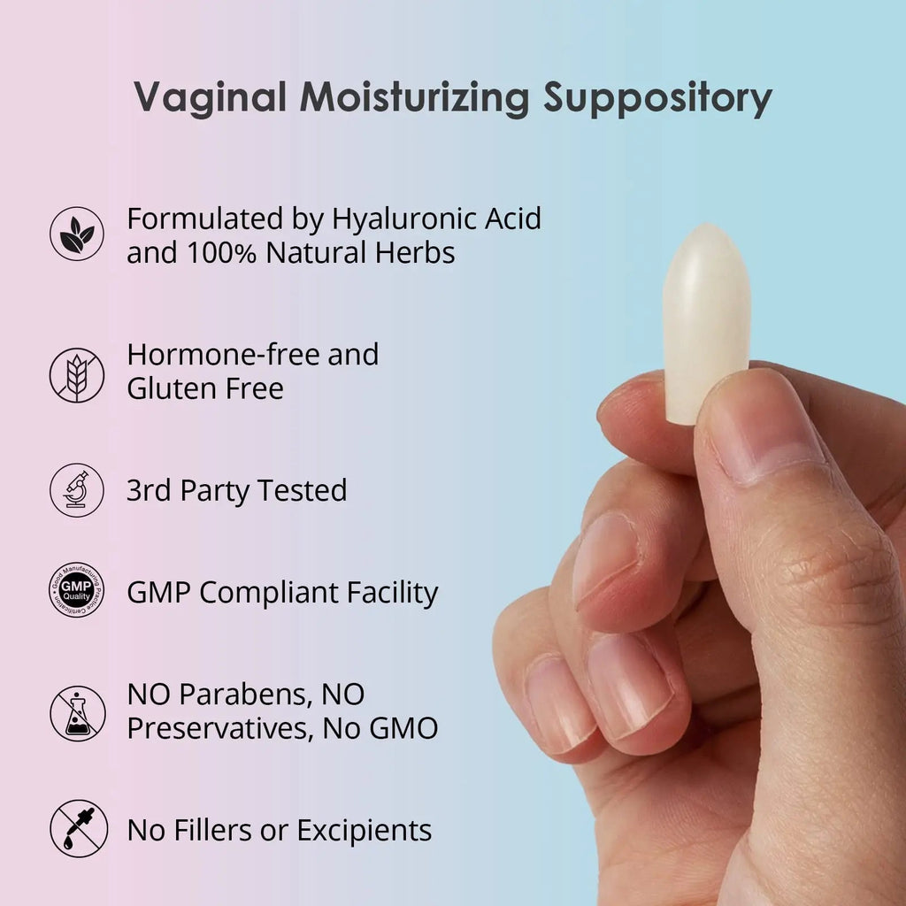 Intimate Moisturizer, Vaginal Suppository for Dryness & Discomfort, Feminine Long Lasting Hydration Support with Hyaluronic Acid and Natural Herbs - PH Balance, Estrogen and Drug Free (24 Inserts) - TrustMedUSA
